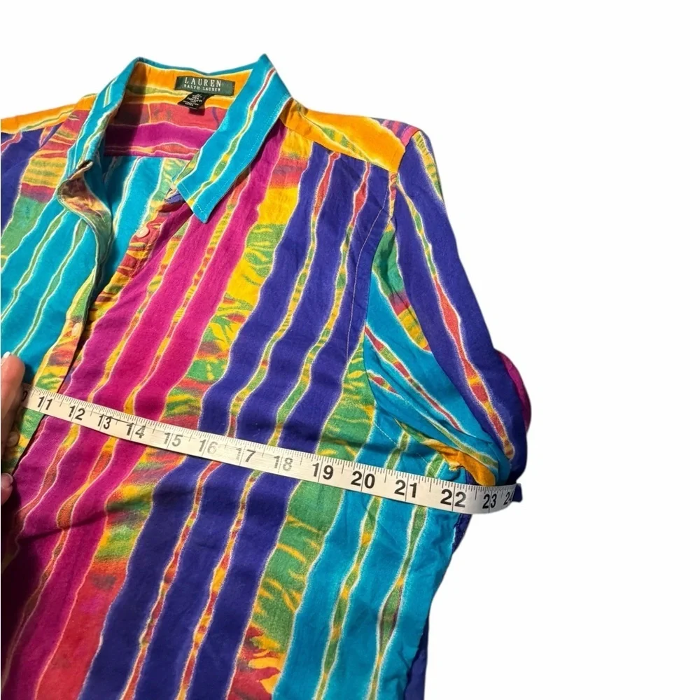 Lauren  Ralph Lauren Multicolor Striped Tie Dye ShirtButton Down Shirt XL - Picture 9 of 9